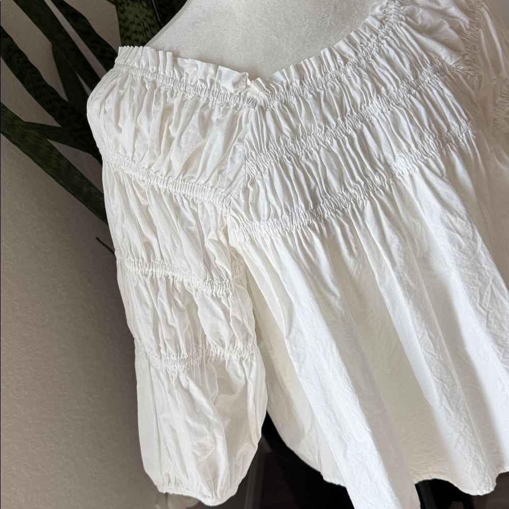 Free People Women's Off-White Off-Shoulder Peplum Top Size L - Picture 4 of 13